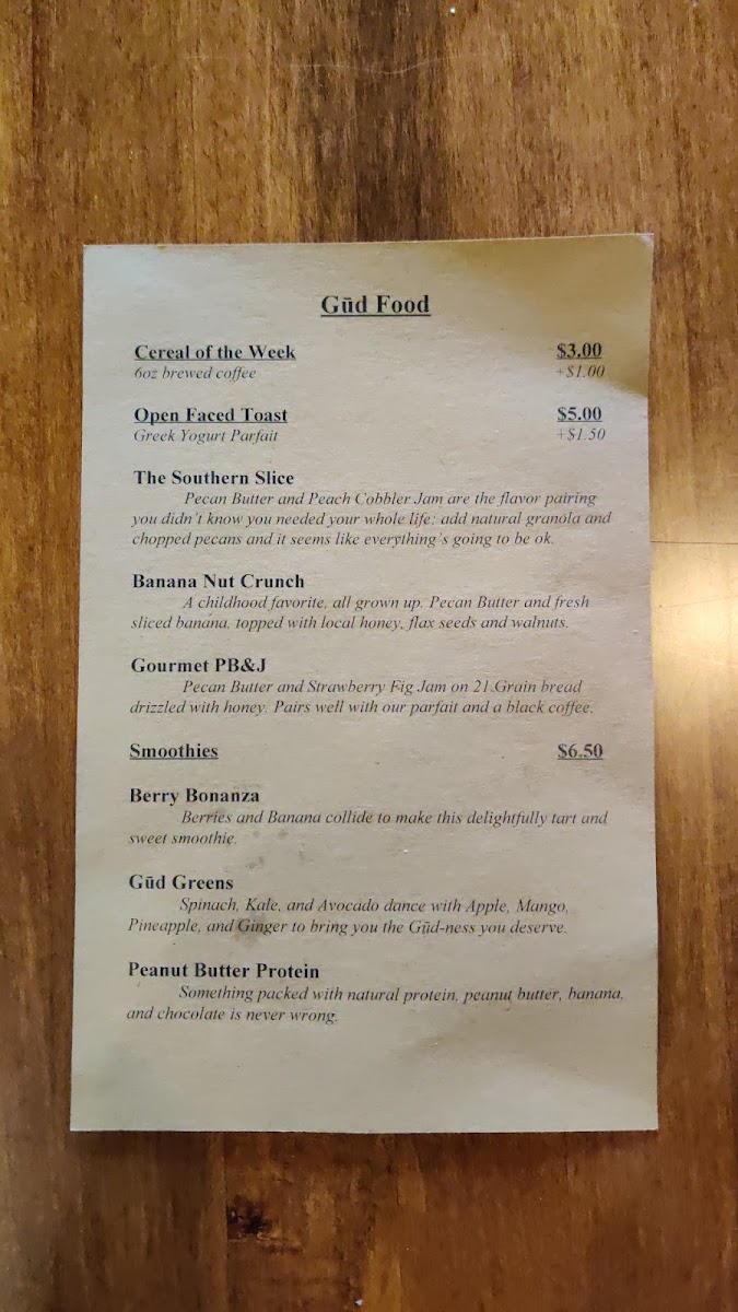 Menu Gūd Coffee Company-5